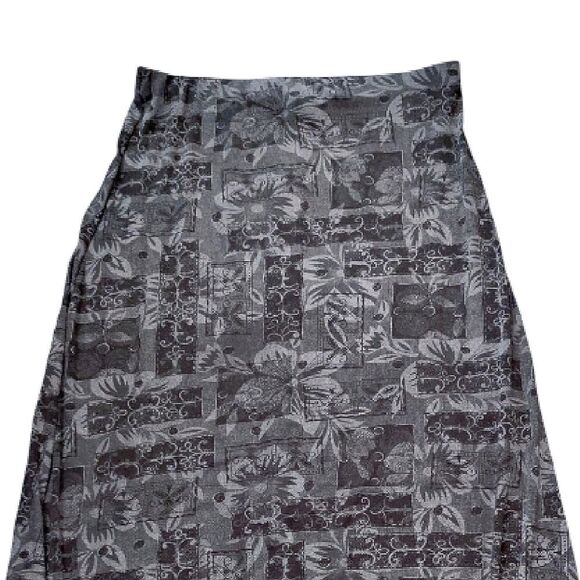 VTG 90s Black Floral Fairy Grunge Button Slit Front Maxi Skirt Medium - Picture 10 of 13